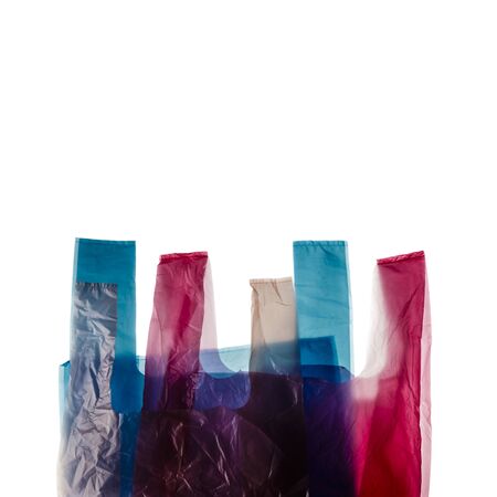 Plastic shopping bags isolated on white background.の写真素材