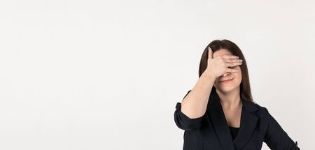 Woman and worries. Woman in blue is having a headache. Disease and illness concept. Headache.の写真素材