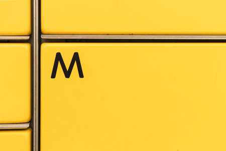 Post office box. Yellow post box for rentals. Post box lockers for parcels that the recipient can pick up there. Pack station.の写真素材