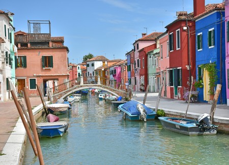 Burano is a typical internal canal with boatsのeditorial素材