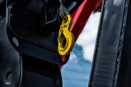 Hook crane is labor saving device for lifting heavy material in heavy industry such as steel and metal manufacturing.の写真素材