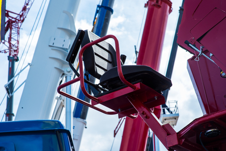 Crane operator working place. Heavy industry chair.の写真素材
