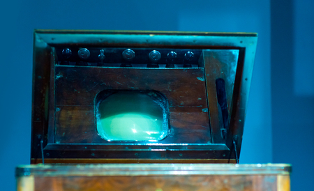 Old style movie camera with close up, vintage photo effectの写真素材