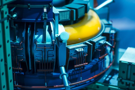 Electric power generator and steam turbine during repair at power plantの写真素材