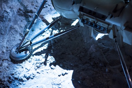 Astronaut Drives Rover. Detail of Smart moon-rover performs research work on the moonの写真素材