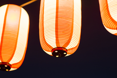 Paper lanterns has been in existent in china, japan and korea for centuries and they are usually made from light materials Abstract background Found in temples, shops, restaurants and in homesの写真素材