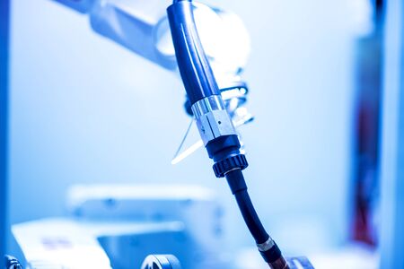 Automatic robotic arm for metal welding operationsの写真素材