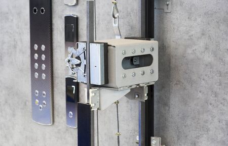 Glass elevator ,Businessman taking modern glass elevator to the upper floors, high building ,office...