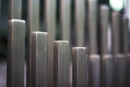 Columns that restrict the movement of vehicles and Parking, bars for limiting the movement, limiters or blockerの写真素材