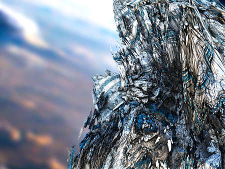 A piece of asteroid flying to the ground. The meteorite entered the arbita. Meteorite fractal.の写真素材