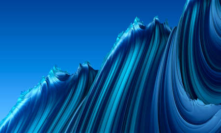 Marine fractal patterns looking like fluid acrylic technique. Picture with emerald, mint colorful water stains, gradients on blue background. Imitation of sea ocean waves on canvas. Modern art conceptの写真素材