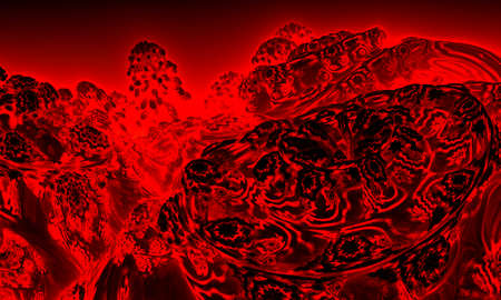 Fractal Volcano Fractal lava flowing between fractal rocks