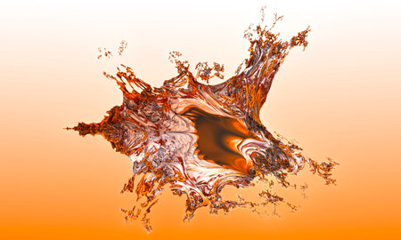 Abstract 3d rendering of chaotic liquid in empty space. Background with dynamic fluid splash. Design element.の写真素材