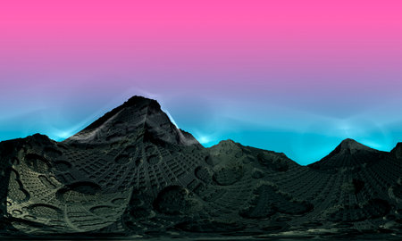 Artificial world without sun, galaxy seamless pattern with triangles and geometric shapes. Trendy 3D rendering.の写真素材