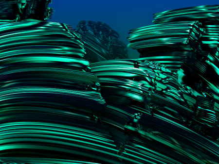 Jade under water, fractal background of jade rocks. Fantasy Alien Landscape - 3D Renderingの写真素材