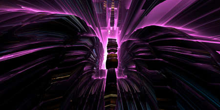 3D rendering of a sci-fi tunnel with moving light Abstract high-tech tunnel.