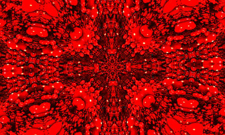 Kaleidoscope background. Abstract fractal shapes. Beautiful satanic kaleidoscope texture. Fantasy chaotic colorful fractal pattern. Unique kaleidoscope design. Inferno sign of the devilの写真素材