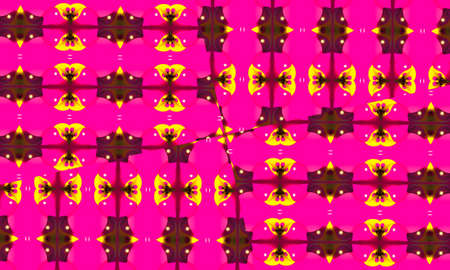 Abstract ultra pink background, Bougainvillea tropical flowers with kaleidoscope effect, mandala floral patternの写真素材