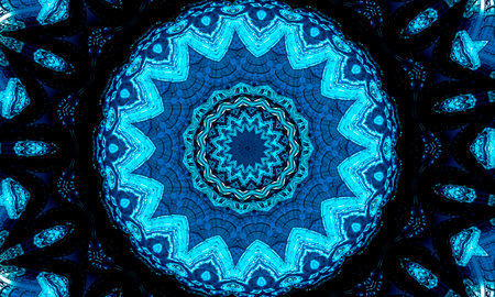 Blue navy kaleidoscope star abstract background. Polygon Circle pattern. Abstract fractal...