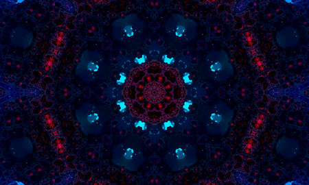 Modern and futuristic abstract digital neon background kaleidoscope pattern ideal for technology.