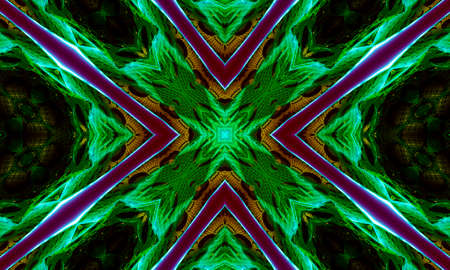 Seamless crossing lines pattern. Green Cross kaleidoscope. Vertical image.の写真素材