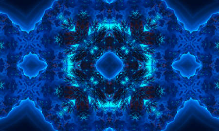 Blue navy kaleidoscope pattern abstract background. Circle pattern. Abstract fractal kaleidoscope...