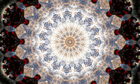 hypnotic pattern for psychotherapy, black and white polygon star monochromatic background.の写真素材