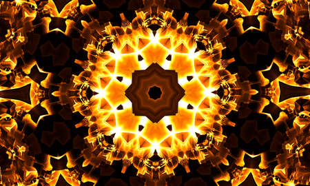 Abstract Colorful Flowers Flora Concept Symmetric Pattern Ornamental Decorative Kaleidoscope Movement Geometric Circle and Star Shapes.の写真素材