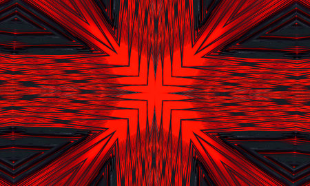 Digital visualization of a vampire sign. Bloody kaleidoscope