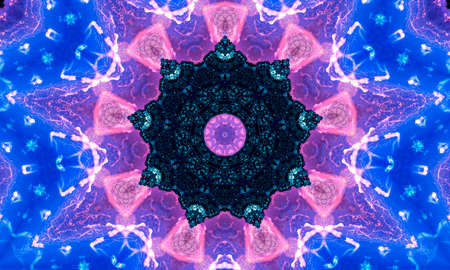 Purple White and Indigo Star Kaleidoscope Wallpaper.の写真素材