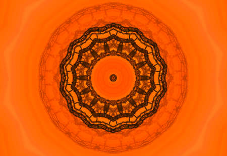 Orange polygonal kaleidoscope pattern, which consists of triangles. Geometric background in Origami style with gradient. Triangular design for your business.の写真素材