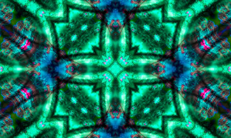 Mystic sign kaleidoscope, Seamless crossing lines pattern. Green cross kaleidoscope