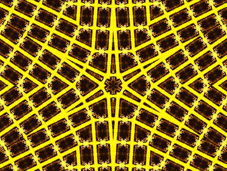 Illustration of a bright fractal kaleidoscope of flares and sun with spirals.の写真素材