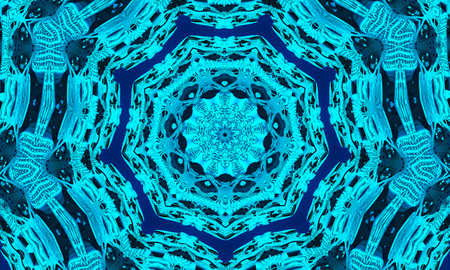 Cyan kaleidoscope background, gift wrapping and wallpaper concept.