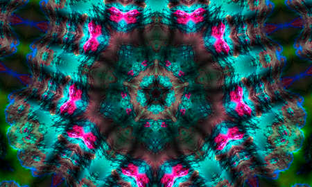 Mystic sign kaleidoscope background celtic knot shape, green, black magic sign.の写真素材