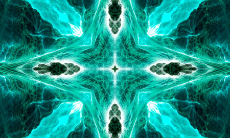 Deep nephritis star kaleidoscope. Abstract trendy decorative seamless pattern of geometrical elements in nephritis shades. Jade geometric shapes.の写真素材