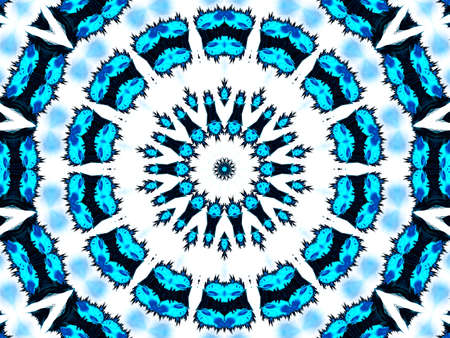 Cyan neon pattern. Seamless aztec pattern. Cute endless ornament. Modern folk design. Vintage boho design. Geometric folk style. Indigo, black, white, cyan, neon african art drawingの写真素材