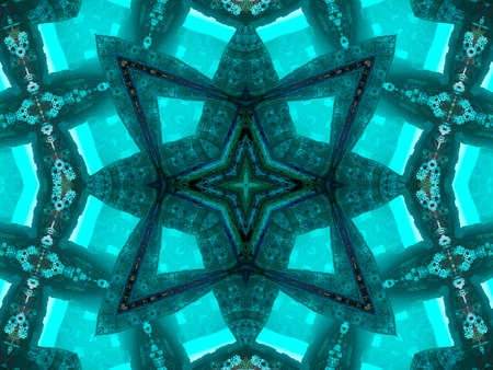 Illustration abstract kaleidoscopic pattern in jade color originated from photograph of green bamboo...