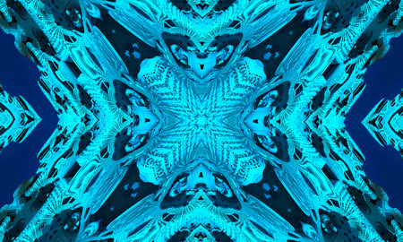 Cyan kaleidoscope background, gift wrapping and wallpaper concept.