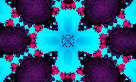 Cyan seamless pattern with cross. purple kaleidoscopeの写真素材