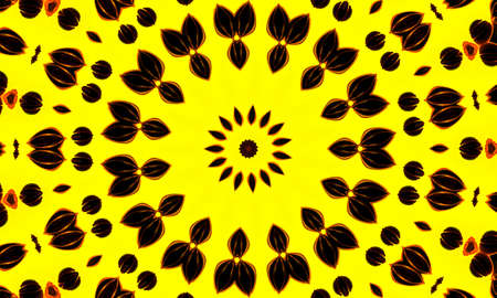 Yellow Floral pattern, seamless kaleidoscope. Kaledoscope pattern for manufacturing of packaging,...