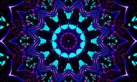 Modern and futuristic abstract digital neon background kaleidoscope pattern ideal for technology.