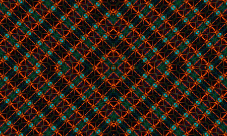 Glowing orange Star on jade Background. magic shape. Kaledoscope pattern for manufacturing of...