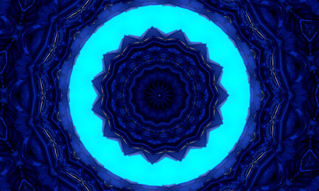 lower gzhel deco round mandala design decorative elements indigo, blue line and white area for coloring. shadow around of mandala and color background. arab, islam, indian, chinese yoga illustration.の写真素材