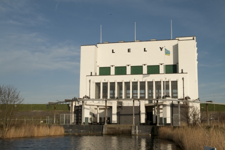 old water pumping station building near medemblik, the netherlandsのeditorial素材
