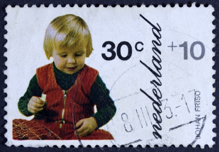 NETHERLANDS - CIRCA 1972  A stamp printed in Netherlands shows Prince Friso, circa 1972 の写真素材