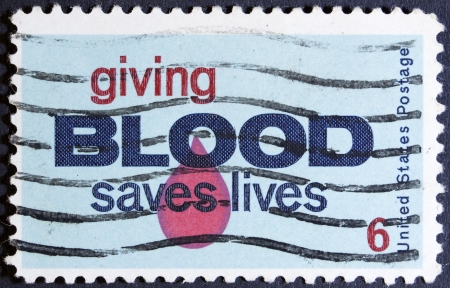 UNITED STATES - CIRCA 1971  A stamp printed by United States of America, shows drop of blood, circa 1971 の写真素材