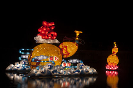 Colorful chinese lightobject by night.