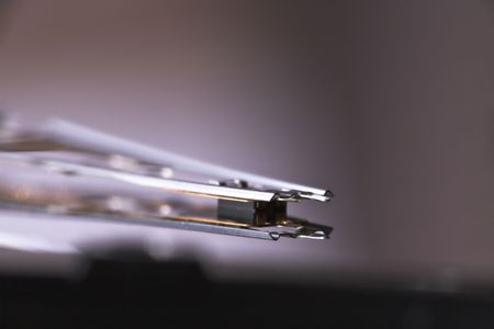 Exposed laptop hard disk drive headの写真素材