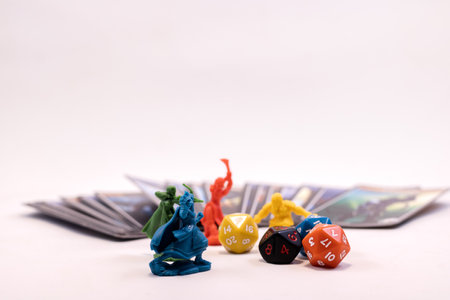 Role play game figures dice and cardsの写真素材
